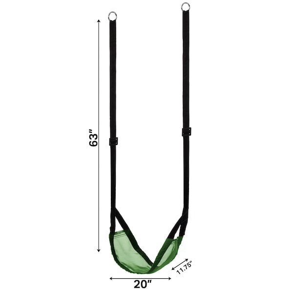 Playberg Patio Playground Kids Fun Hanging Mesh Fabric Tree Swing with Adjustable Strap, Green - QI004560.GN