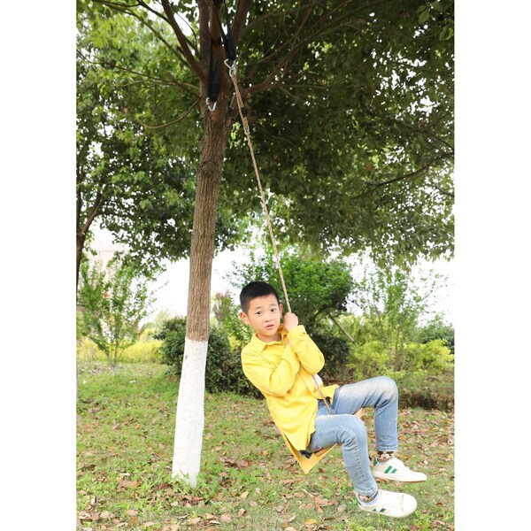 Playberg Wooden Round Disc Plate Swing Seat With Hanging Rope - QI003374