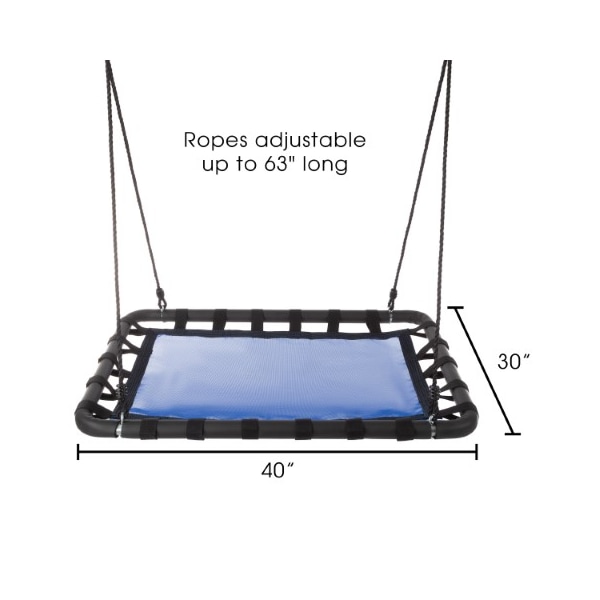 Toy Time Platform Swing 40" x 30" Hanging Outdoor Tree or Playground Equipment with Adjustable Rope - 910326EXF