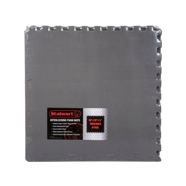 Fleming Supply Foam Floor Mat Tiles, 6 Interlocking 24 x 24 Pieces, Padding for Classrooms, Exercise Rooms - 549431CBQ