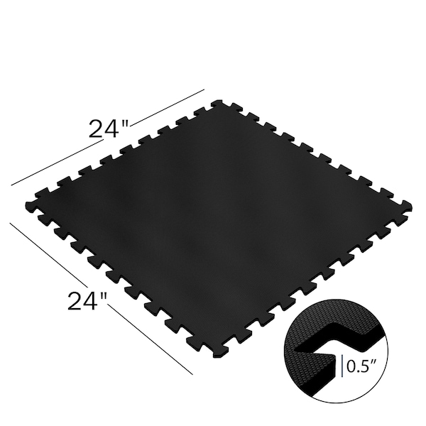 Stalwart EVA Foam Mat Tiles, 16 SQ FT Interlocking Padding for Garage, Playroom, Gym Flooring Black, 4PK - 75-6402