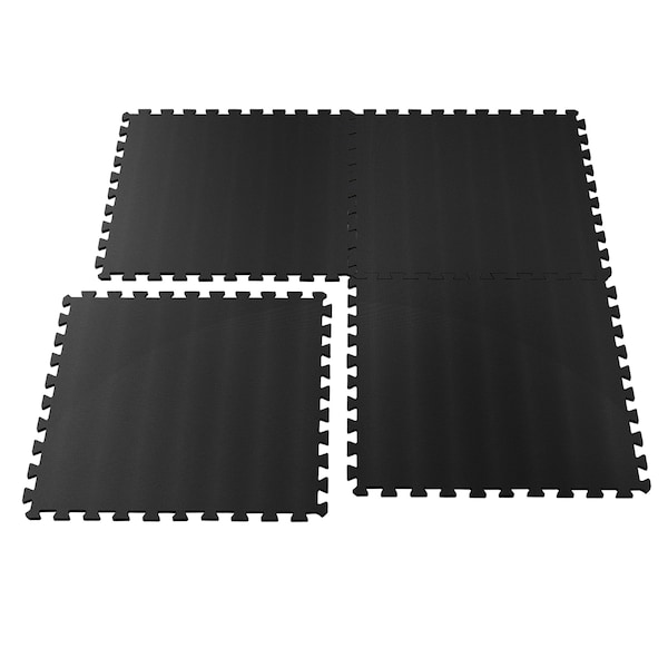 Stalwart EVA Foam Mat Tiles, 16 SQ FT Interlocking Padding for Garage, Playroom, Gym Flooring Black, 4PK - 75-6402