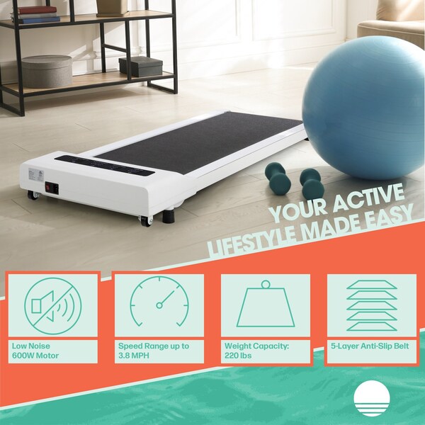 Rad Sportz Walking Pad - Under Desk Treadmill with LED Display - Portable Treadmill by White - 80-5213