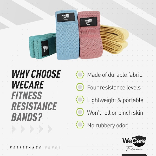 Wecare Fitness Full-Body Workout 4 Pack Resistance Bands, 4 Levels of Resistance, Mesh Carrying Bag, 4PK - WC-4P-RBS