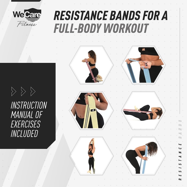 Wecare Fitness Full-Body Workout 4 Pack Resistance Bands, 4 Levels of Resistance, Mesh Carrying Bag, 4PK - WC-4P-RBS