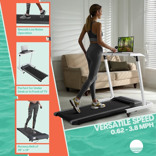 Rad Sportz Walking Pad - Under Desk Treadmill with LED Display - Portable Treadmill by Gray - 80-5214