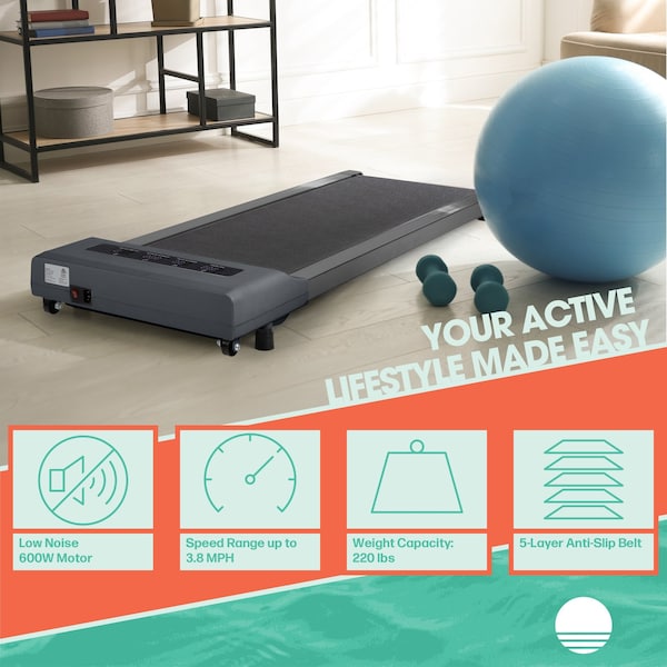 Rad Sportz Walking Pad - Under Desk Treadmill with LED Display - Portable Treadmill by Gray - 80-5214