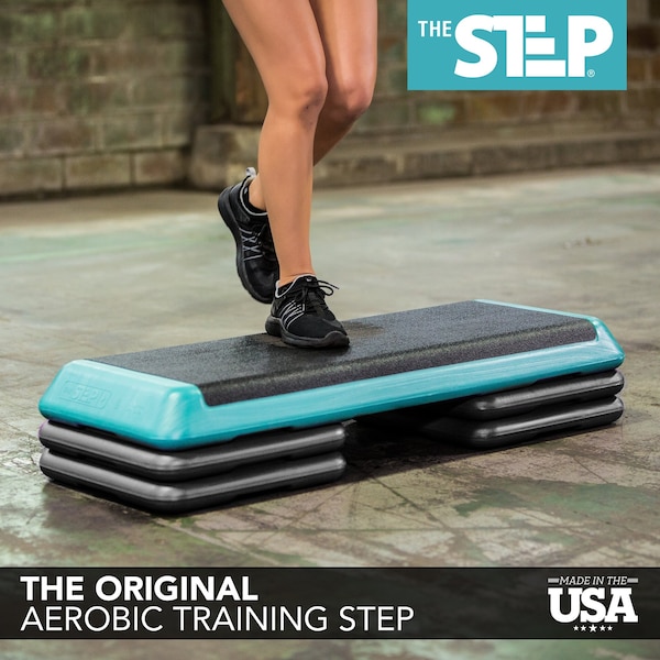 The Step Health Club Size Platform With four 4 Original Risers - Teal - F1010W