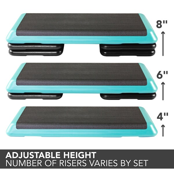 The Step Health Club Size Platform With four 4 Original Risers - Teal - F1010W