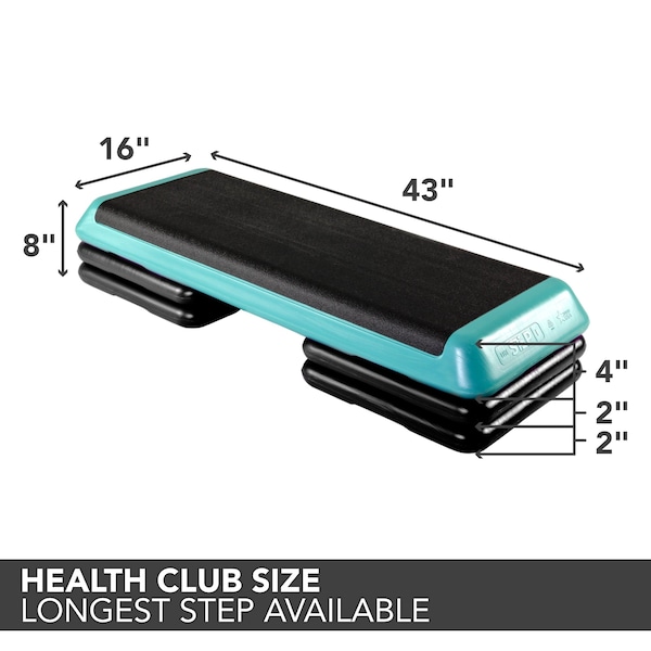 The Step Health Club Size Platform With four 4 Original Risers - Teal - F1010W