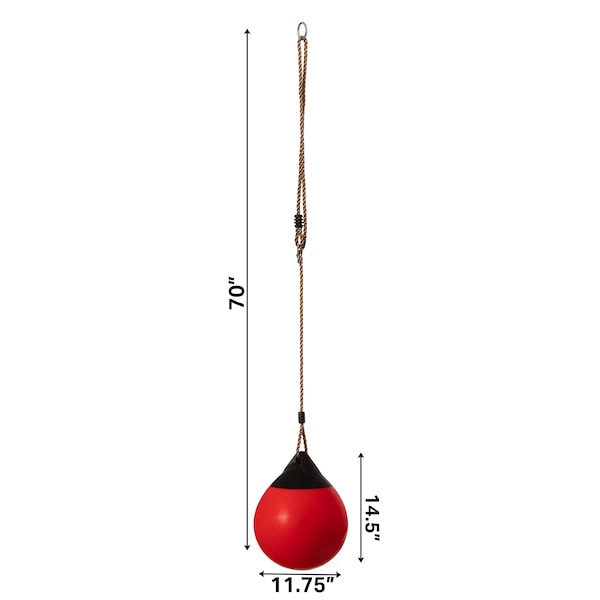 Playberg Hanging Adjustable Ball Round Swing, Inflatable Heavy Duty Rubber Round Swing Ball, Pump Included - QI004559.RD