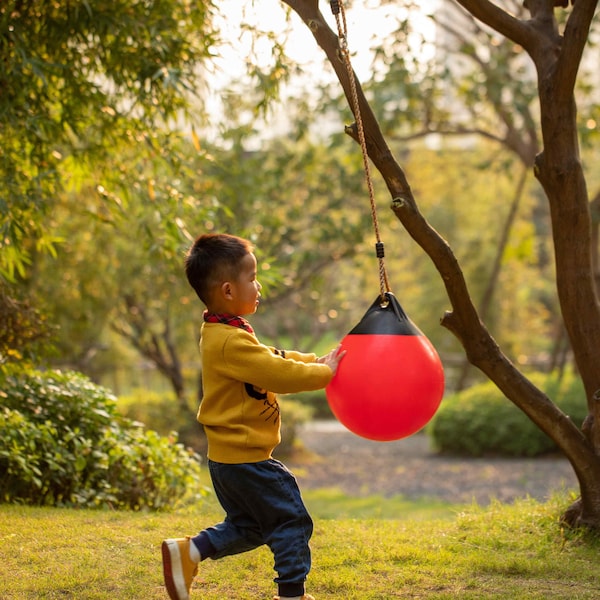 Playberg Hanging Adjustable Ball Round Swing, Inflatable Heavy Duty Rubber Round Swing Ball, Pump Included - QI004559.RD