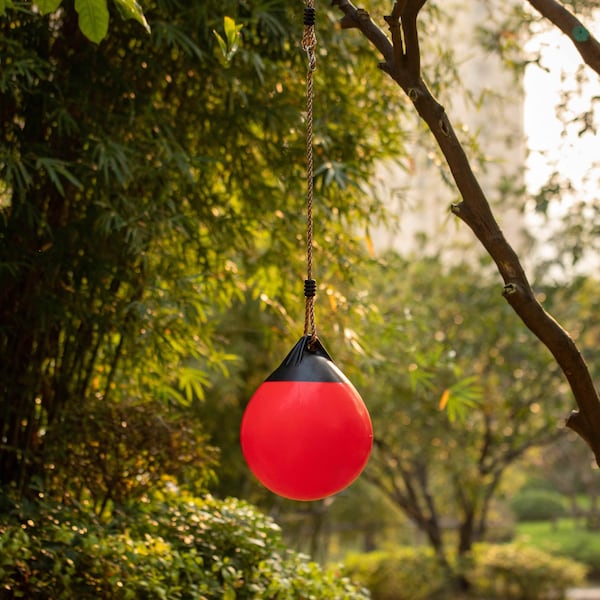Playberg Hanging Adjustable Ball Round Swing, Inflatable Heavy Duty Rubber Round Swing Ball, Pump Included - QI004559.RD