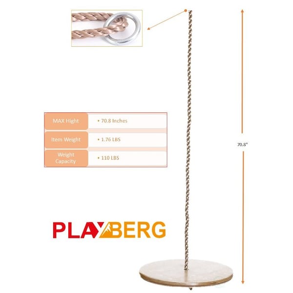 Playberg Wooden Swings with 4 Included Ropes, Tree Swing, Swing Bar, Climbing Rope Ladder and Swing Seat - QI003370.SET