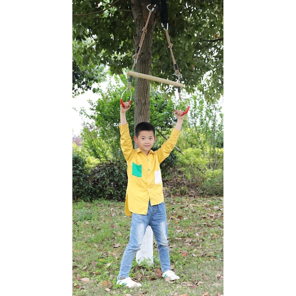 Playberg Kids Trapeze Swing Bar with Rings with Hanging Ropes - QI003372