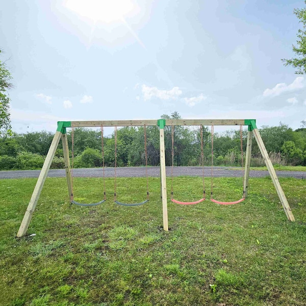 Playberg Set of 2 Heavy-Duty Durable and Rust Resistant Steel A-Frame End Swing Brackets for Backyard - QI004671.GN.2