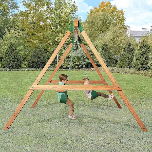 Playberg Set of 2 Heavy-Duty Durable and Rust Resistant Steel A-Frame End Swing Brackets for Backyard - QI004671.GN.2