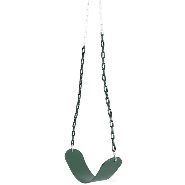 Playberg Heavy Duty Flexible Green Belt Swing with Coated Metal Chain - QI003376