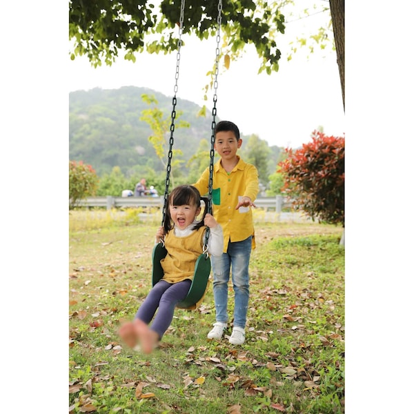 Playberg Heavy Duty Flexible Green Belt Swing with Coated Metal Chain - QI003376