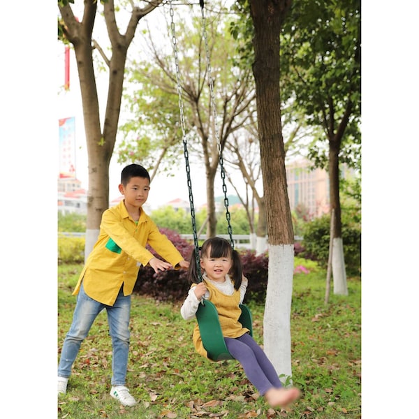 Playberg Heavy Duty Flexible Green Belt Swing with Coated Metal Chain - QI003376
