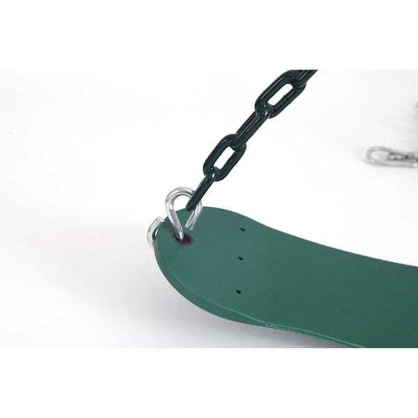 Playberg Heavy Duty Flexible Green Belt Swing with Coated Metal Chain - QI003376
