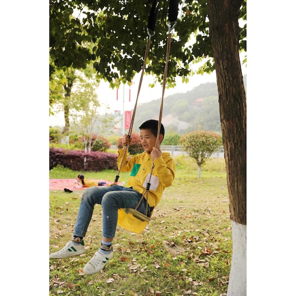 Playberg Outdoor Wooden Tree Swing with Hanging Ropes - QI003370