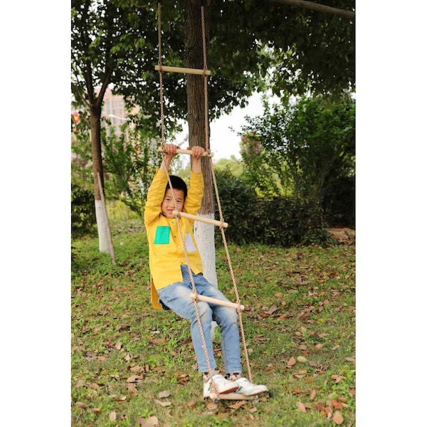 Playberg 5 Step Climbing Wooden Rope Ladder - QI003373