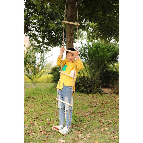 Playberg 5 Step Climbing Wooden Rope Ladder - QI003373