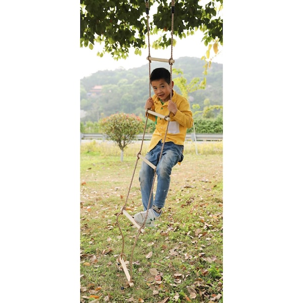Playberg 5 Step Climbing Wooden Rope Ladder - QI003373