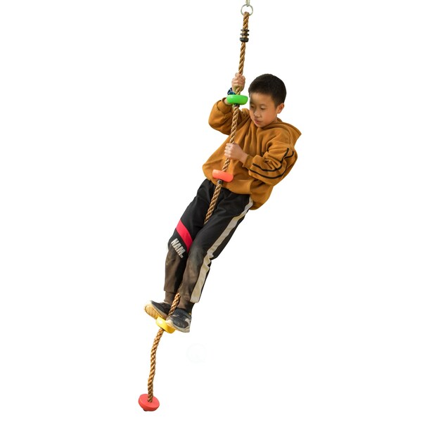 Playberg Colorful Climbing Rope with Platforms Foot Holder For Kids Indoor Outdoor Backyard - QI004077.MC