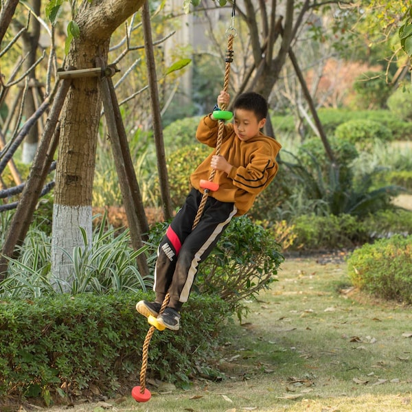 Playberg Colorful Climbing Rope with Platforms Foot Holder For Kids Indoor Outdoor Backyard - QI004077.MC
