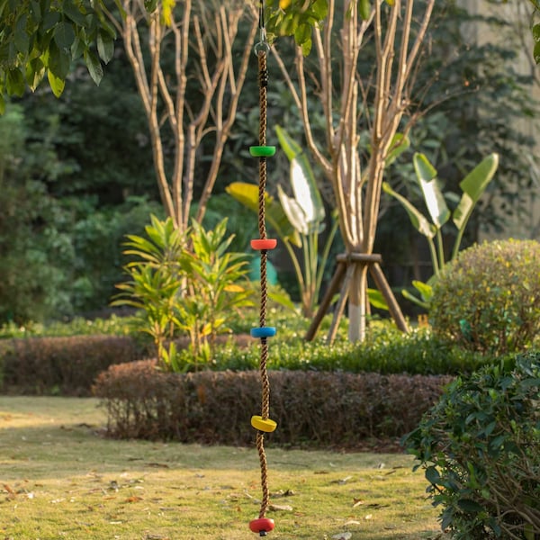 Playberg Colorful Climbing Rope with Platforms Foot Holder For Kids Indoor Outdoor Backyard - QI004077.MC
