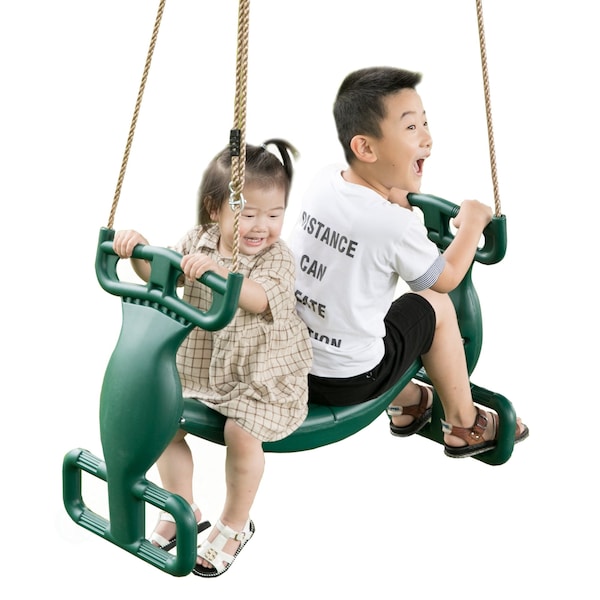 Playberg Plastic Double Glider Playground 2 Person Swing, Green - QI003582G