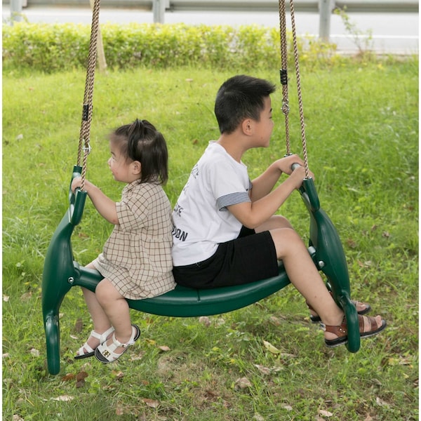 Playberg Plastic Double Glider Playground 2 Person Swing, Green - QI003582G