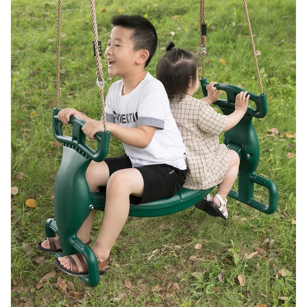Playberg Plastic Double Glider Playground 2 Person Swing, Green - QI003582G