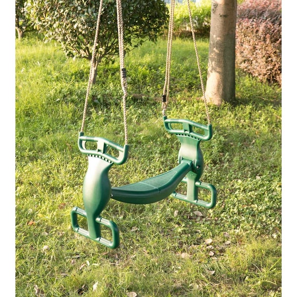 Playberg Plastic Double Glider Playground 2 Person Swing, Green - QI003582G