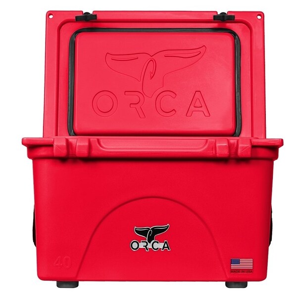 Orca Cooler, 40 qt Cooler, Red, Up to 10 days Ice Retention - ORCRE040