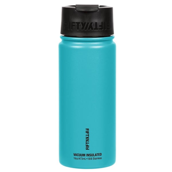 Eat-In Tools 16 oz Double-Wall Vacuum-Insulated Bottles with Flip Cap, Aqua - EA3532609