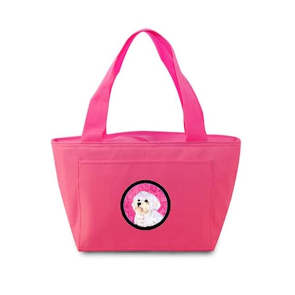 Carolines Treasures Carolines Treasures SS4757-PK-8808 Pink Maltese Zippered Insulated School Washable And Stylish Lunch Bag Cooler - SS4757-PK-8808