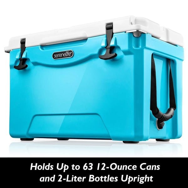 Serenelife Portable Cooler Box - Holds Up to 63 Cans, Keeps Ice Up to 5 Days, Heavy-Duty 75-Quart (Blue) - SLCB75BL