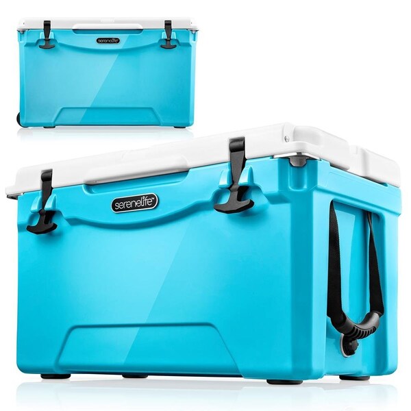 Serenelife Portable Cooler Box - Holds Up to 63 Cans, Keeps Ice Up to 5 Days, Heavy-Duty 75-Quart (Blue) - SLCB75BL