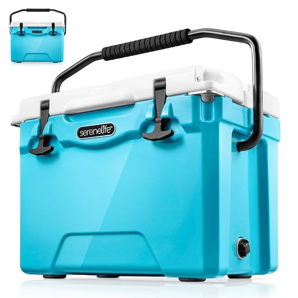 Serenelife Portable Cooler Box - Holds Up to 63 Cans, Keeps Ice Up to 5 Days, Heavy-Duty 25-Quart (Blue) - SLCB25BL