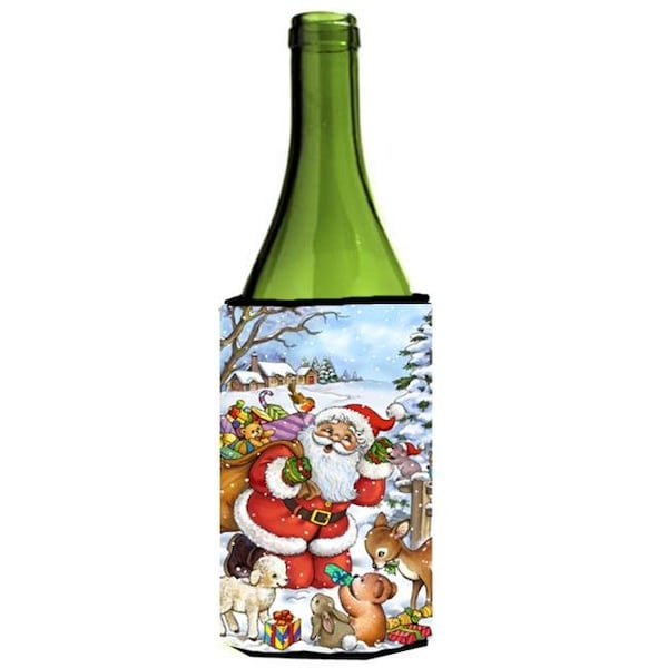 Carolines Treasures Carolines Treasures APH4571LITERK Christmas Santa Forrest Friends Wine Bottle Can cooler Hugger - APH4571LITERK