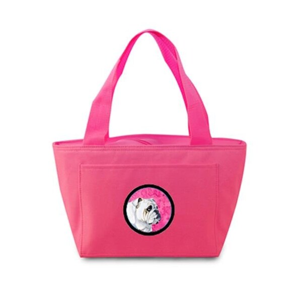 Carolines Treasures Carolines Treasures LH9364PK-8808 Pink Bulldog English Zippered Insulated School Washable And Stylish Lunch Bag Cooler - LH9364PK-8808