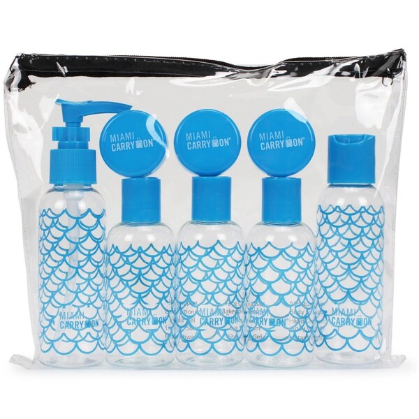 Naftali Miami CarryOn 9 Piece TSA Approved Travel Bottle Set - BPA Free Waves - TRBT08WVS