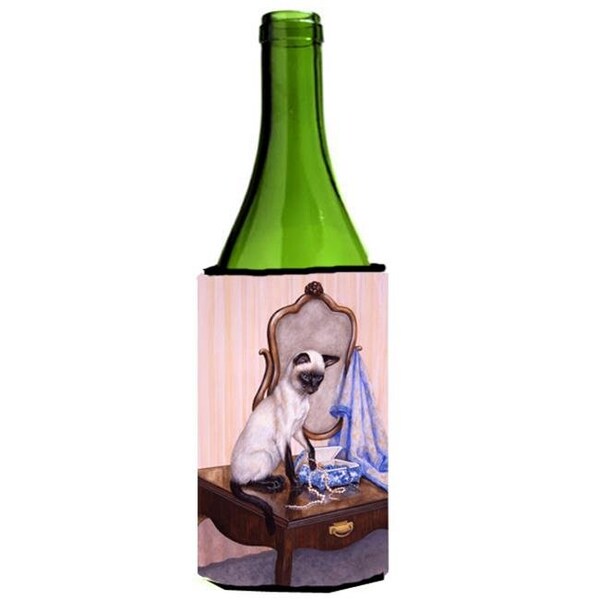 Carolines Treasures Carolines Treasures BDBA0242LITERK On the Dresser Siamese Cat Wine Bottle Can cooler Hugger - BDBA0242LITERK