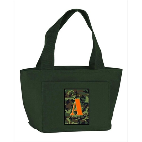 Beyondbasketball Monogram Letter A - Camo Green Zippered Insulated School Washable and Stylish Lunch Bag Cooler - BE2924885