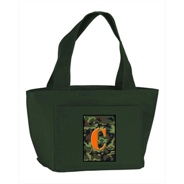 Beyondbasketball Monogram Letter C - Camo Green Zippered Insulated School Washable and Stylish Lunch Bag Cooler - BE250167