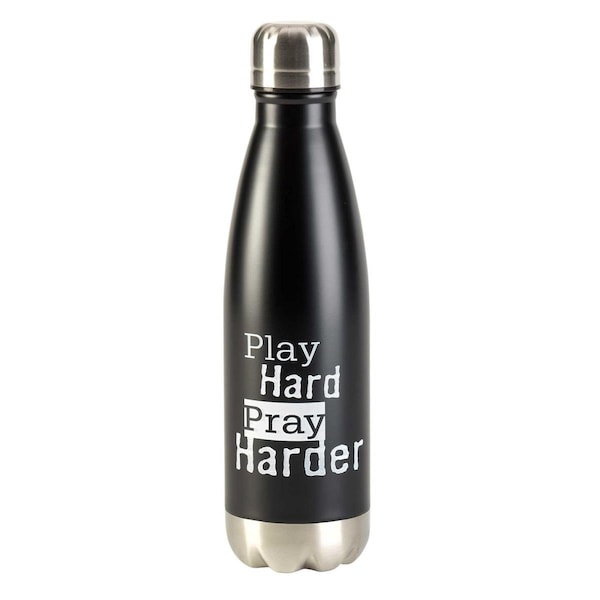 Dicksons 17 oz Play Hard Pray Harder Water Bottle, Black - SSWBBLK-5