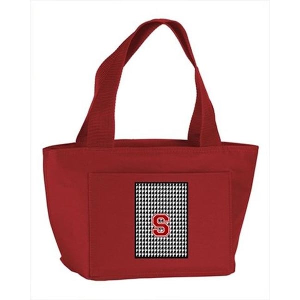 Carolines Treasures Carolines Treasures CJ1021-S-RD-8808 Monogram Letter S - Houndstooth Black Zippered Insulated School Washable and Stylish Lunch Bag Cooler - CJ1021-S-RD-8808